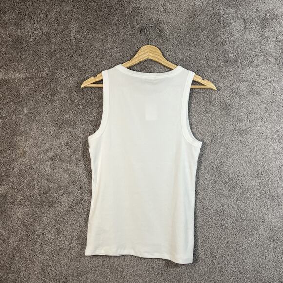 J. Crew Women’s Large White Ribbed Tank Top Cotton Sleeveless Scoop Neck Casual - Picture 2 of 13